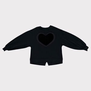 Zara Girls Black Heart Appliqué Sweatshirt - SZ 11-12 EUC